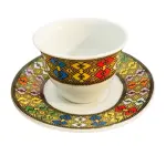 የቡና ሲኒ፡ Ethiopian Tibeb Pattern Coffee Cup Set - 12-Piece Traditional Ethiopian/Eritrean Coffee Set with 6 Cups (3oz) & 6 Saucers