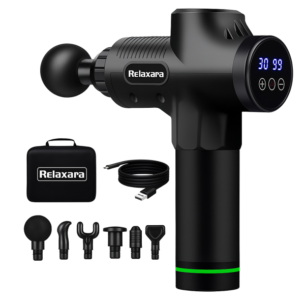 Relaxara Massage Gun – Deep Tissue Percussion Massager for Pain Relief, Muscle Recovery & Relaxation