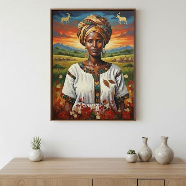 Vibrant Ethiopian Lady Wall Art Canvas Print