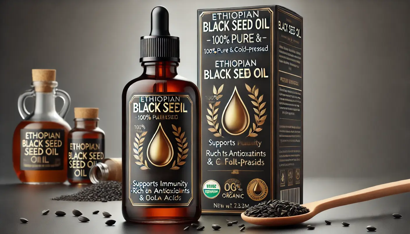 Tikur Azmud ጥቁር አዝሙድ) Ethiopian Black Seed Oil – 100% Pure & Cold-Pressed