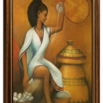 Ethiopian Traditional Cotton Spinning Art – Modern Black Frame