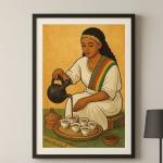 Ethiopian Coffee Ceremony Wall Art – Traditional Ethiopian Culture Painting